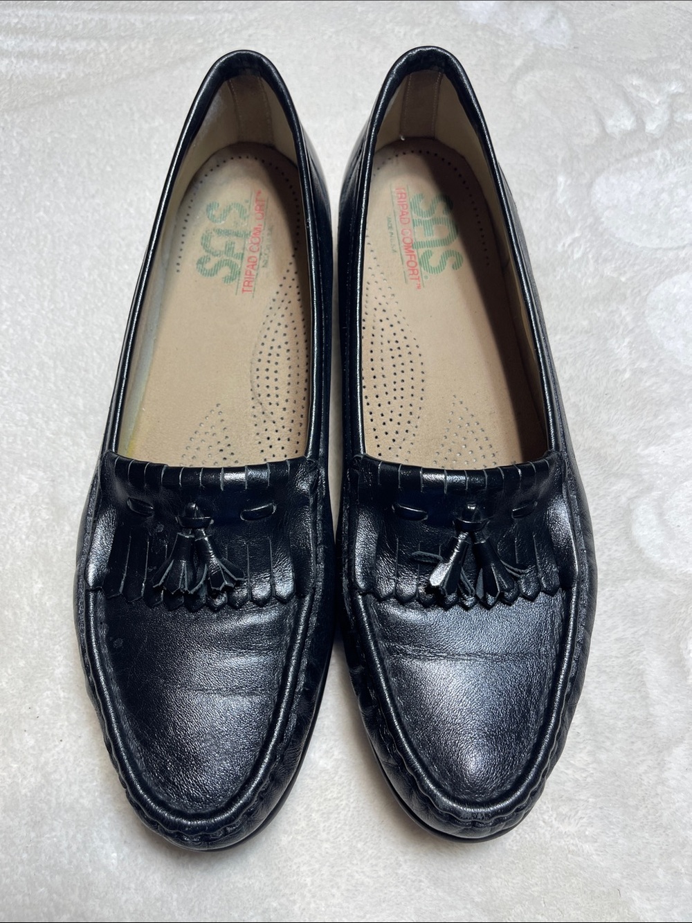 SAS Black Leather Tassel Fringe Loafers for Women Size 11
